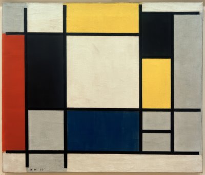 Composition avec jaune, rouge, noir, bleu et gris - Piet Mondrian