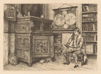 Homme lisant dans un intérieur - Piet Verhaert