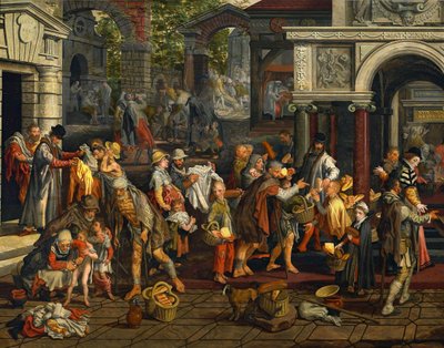 Les actes chrétiens de miséricorde (Matthieu 25:35-36) - Pieter Aertsen