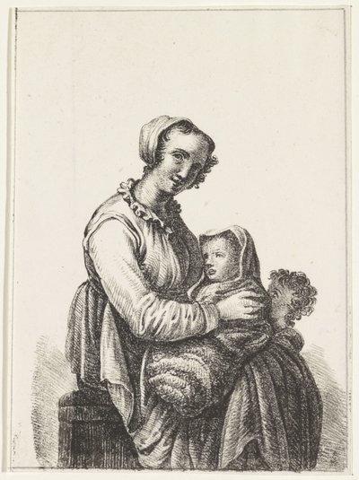 Mère avec bébé et tout-petit - Pieter Bartholomeusz. Barbiers