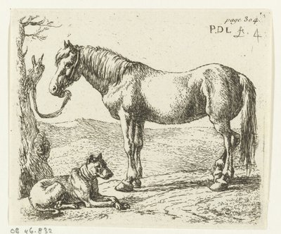 Cheval et chien dans un pré - Pieter Bodding van Laer