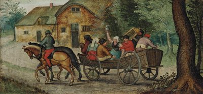Dutch : Peasants in a Wagon Peasants in an Open Wagon (Paysans dans un wagon) - Pieter Brueghel the Younger