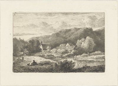 Paysage vallonné avec église et maisons - Pieter Casper Christ