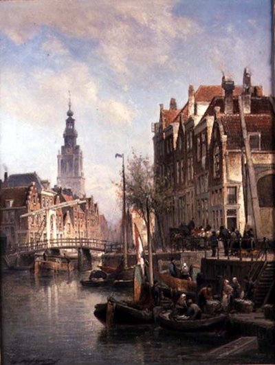 Scène de rue sur un canal - Pieter Christiaan Cornelis Dommelshuizen