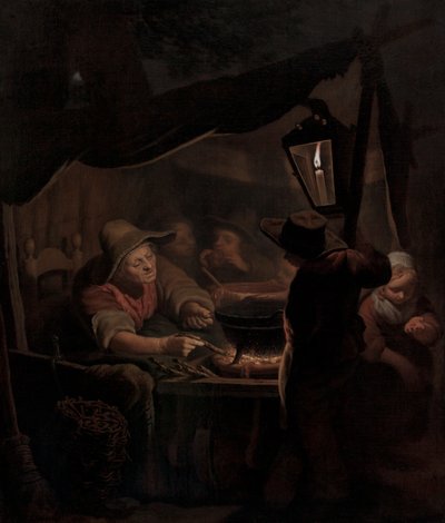 Un fabricant de beignets à la chandelle, 1815 - Pieter Christoffel Wonder