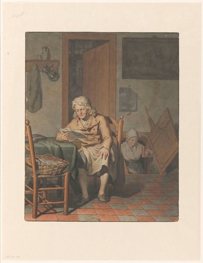 Intérieur avec homme lisant - Pieter Christoffel Wonder