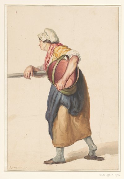 Femme debout avec un seau sous le bras - Pieter Christoffel Wonder