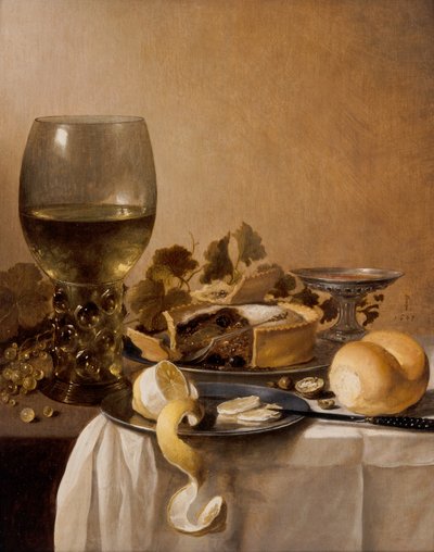 Un grand Roemer, une Tazza en argent, une tarte - Pieter Claesz