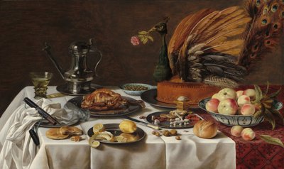 Nature morte avec une tarte au paon - Pieter Claesz