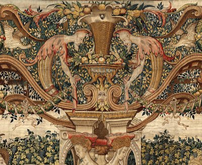 Vertumne et Pomone : Vertumne transformé en tailleur de haies, c.1550 (or, laine et soie) - Pieter Coecke van Aelst