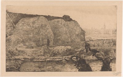 Ferme avec meules de foin sur le Jaagpad à Amsterdam - Pieter Dupont (signed by artist)