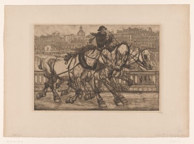 Chevaux sur le Pont Sully à Paris - Pieter Dupont (signed by artist)