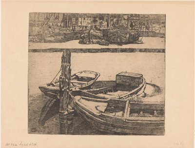Navires dans le Damrak à Amsterdam - Pieter Dupont (signed by artist)