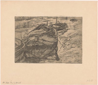 Barques amarrées dans un fossé - Pieter Dupont