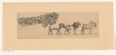 Trois chevaux de trait et la charge d