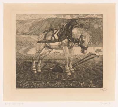 Cheval labourant sur une colline - Pieter Dupont