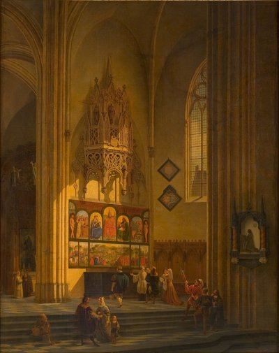 Albrecht Dürer devant le Retable de Gand, vers 1840 - Pieter Frans De Noter
