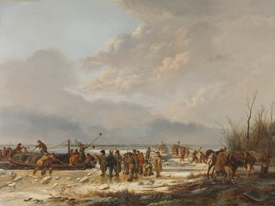Briser la glace sur le Karnemelksloot, Naarden, janvier 1814 - Pieter Gerardus van Os