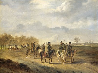 Cosaques sur une route de campagne près de Bergen en Hollande du Nord, 1813 - Pieter Gerardus van Os