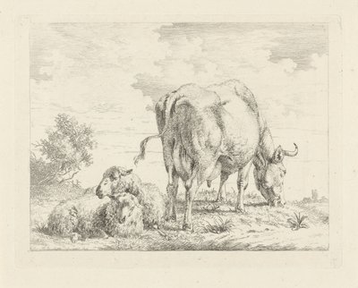 Vache avec deux moutons - Pieter Gerardus van Os