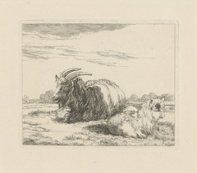 Chèvre couchée et chevreau (Moutons et chèvres) - Pieter Gerardus van Os