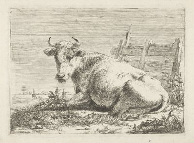 Vache couchée près d