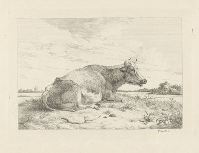 Vache couchée avec chardon - Pieter Gerardus van Os