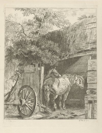 Deux chevaux dans une grange - Pieter Gerardus van Os