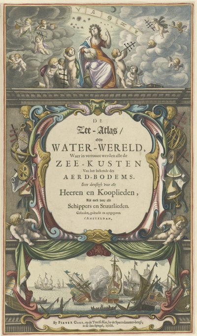 Page de titre pour Pieter Goos, De Zee-Atlas ofte Water-Wereld, 1668 - Pieter Goos