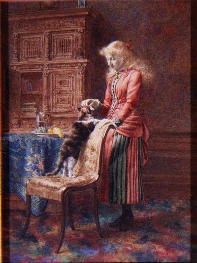 Jeune fille avec un chat - Pieter Haaxman