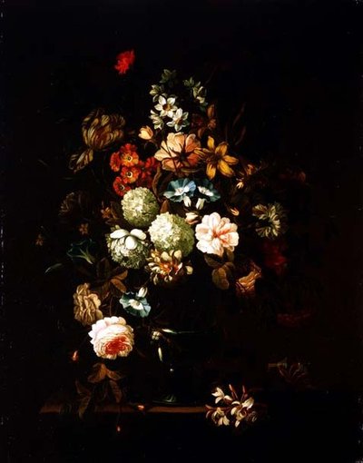 Nature morte avec des fleurs dans un vase en verre - Pieter Hardime