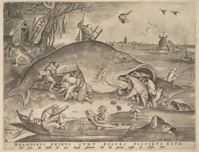 Les gros poissons mangent les petits poissons, 1557 - Pieter Heyden van der