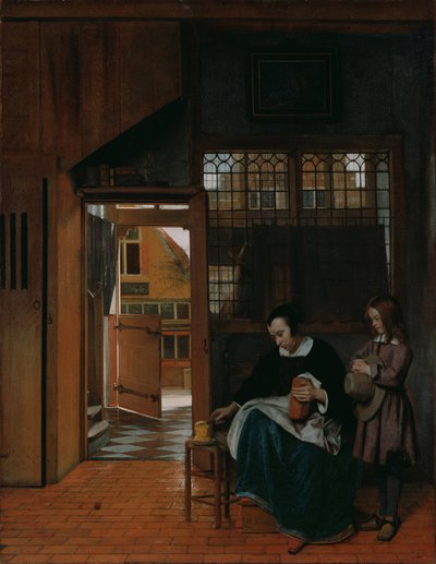 Une femme préparant du pain et du beurre pour un garçon, vers 1660 - Pieter Hooch de