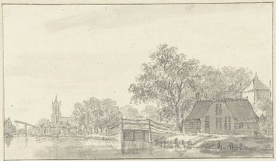 Vue de village avec rivière - Pieter Jan van Liender