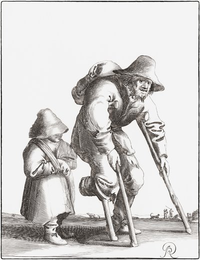 Mendiant estropié avec enfant - Pieter Jansz (after) Quast