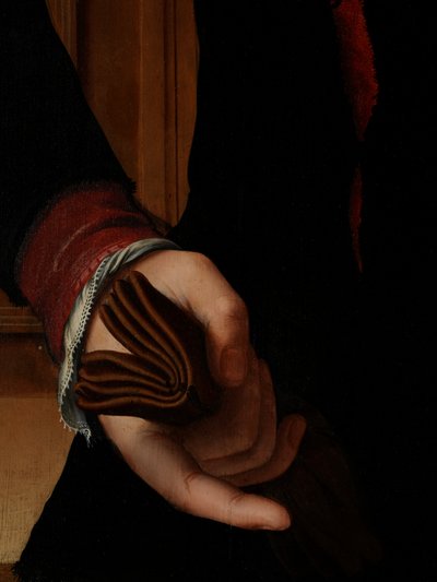 (détail) du Portrait de Jan van Eyewerve - Pieter Jansz. Pourbus
