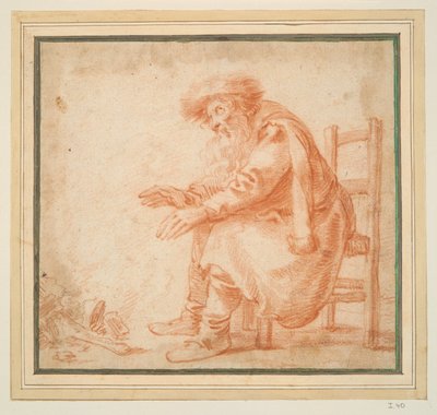 Vieil homme se réchauffant les mains au feu - Pieter Jansz. Quast
