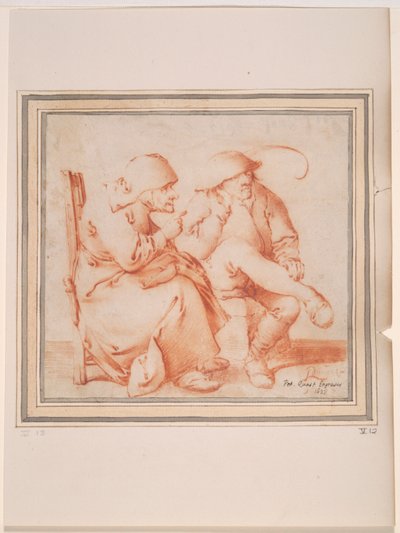 Vieux couple de paysans assis - Pieter Jansz. Quast