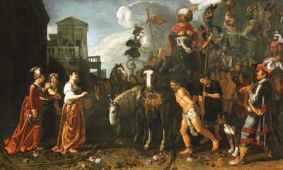 Jephthé accueilli à son retour du champ de bataille par sa fille - Pieter Lastman