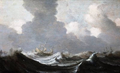Quatre navires courant devant une tempête, 1630 - Pieter Mulier the Elder
