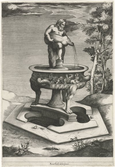 Fontaine avec Silène dans les jardins du Palazzo Cesi au Vatican - Pieter Perret