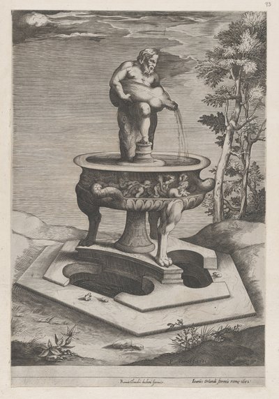 Speculum Romanae Magnificentiae : Une fontaine et un bassin, 1581 - Pieter Perret