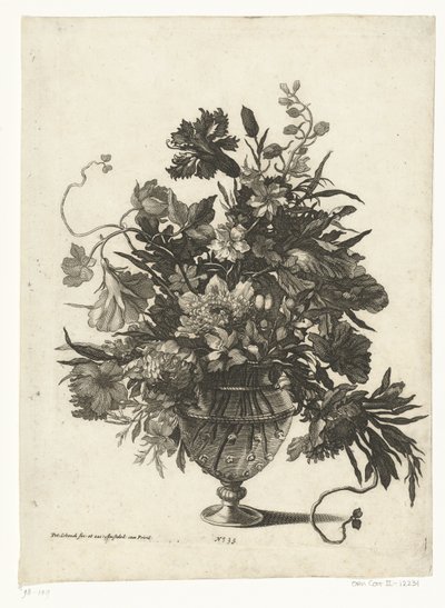 Vase en verre avec des fleurs (Vazen met bloemboeketten) - Pieter Schenk (I)