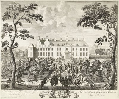 Arrivée de Guillaume III au pavillon de chasse, Hof te Dieren, 1691 - Pieter Schenk