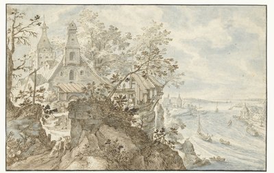 Rivière avec une chapelle à gauche - Pieter Stevens (I)