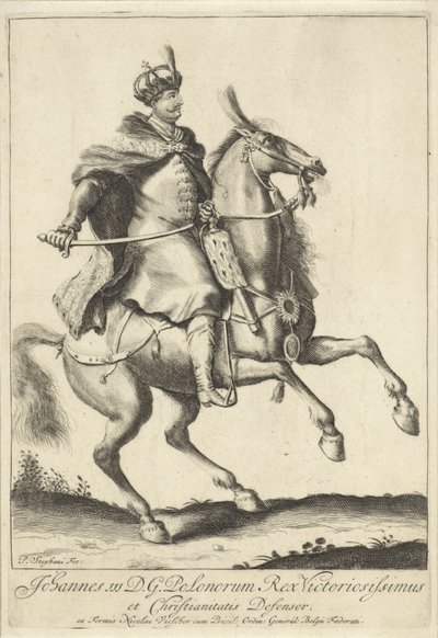 Portrait équestre du roi Jean III Sobieski de Pologne - Pieter Stevens (vermeld in 1689)