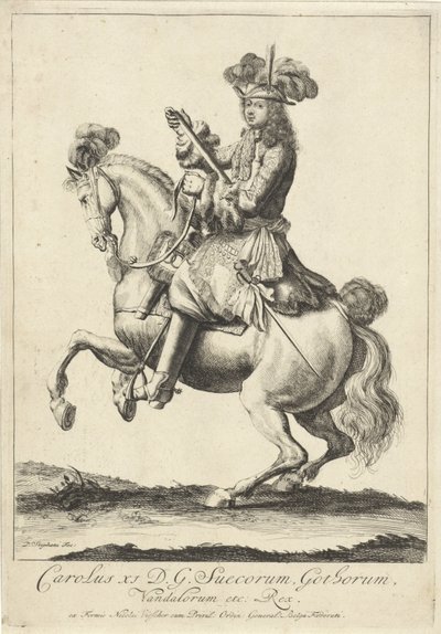 Portrait équestre du roi Charles XI de Suède - Pieter Stevens (vermeld in 1689)