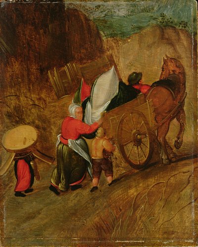 Paysage, Paysans, Cheval et Charrette, début du XVIIe siècle - Pieter Stevens