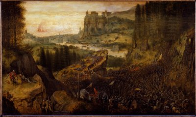 Bataille entre Philistins et Israélites : Saül et son écuyer se jettent sur leur épée - Pieter Bruegel the Elder