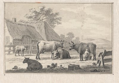 Cour de ferme avec une laitière - Pieter de Goeje